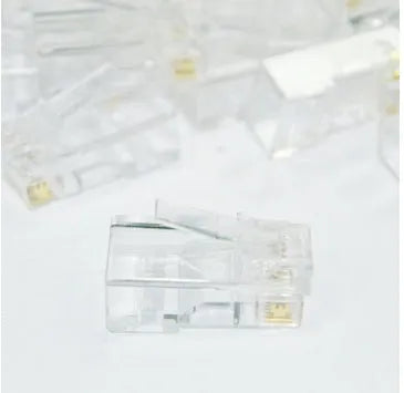 Gold-plated three-fork network modular plug RJ45 connector white colour