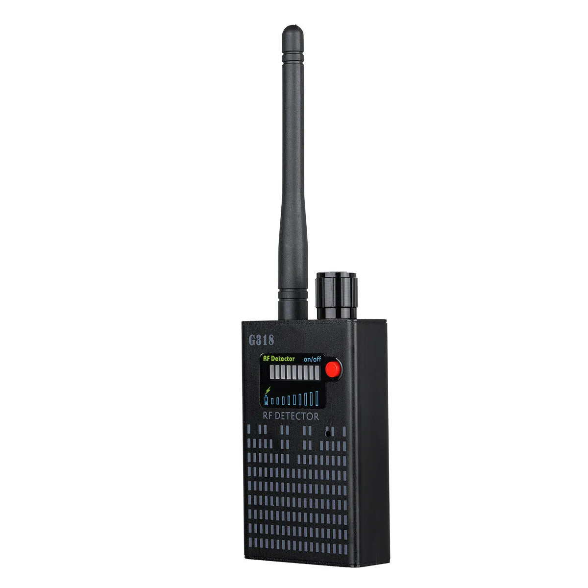 Black G318 handheld bug detector with aluminium alloy housing for counter-surveillance