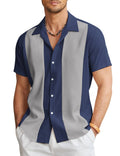 Men's slim fit Hawaiian short sleeve shirt with digital printed pattern
