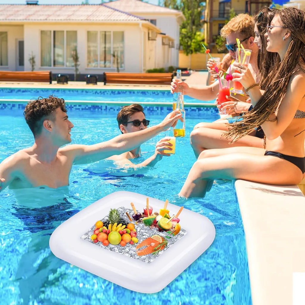 Inflatable ice bar with cup holders and beer steins bucket for party gatherings