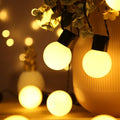 10 metre solar powered festival tent lighting with 40 LED lights on black wire