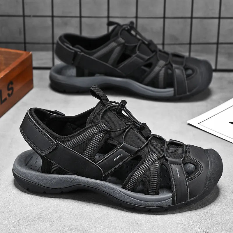 Men's LX01 Blue casual sports shoes with mesh upper, rubber sole, and velcro closure.