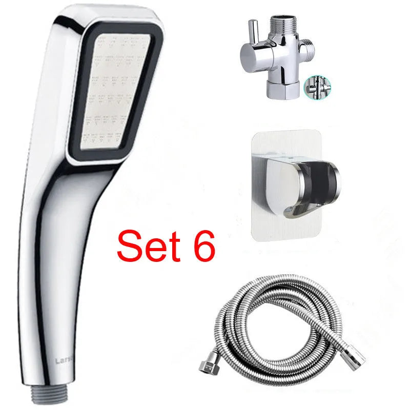 Orange hand-held pressurised shower set with rain function for bathroom installation