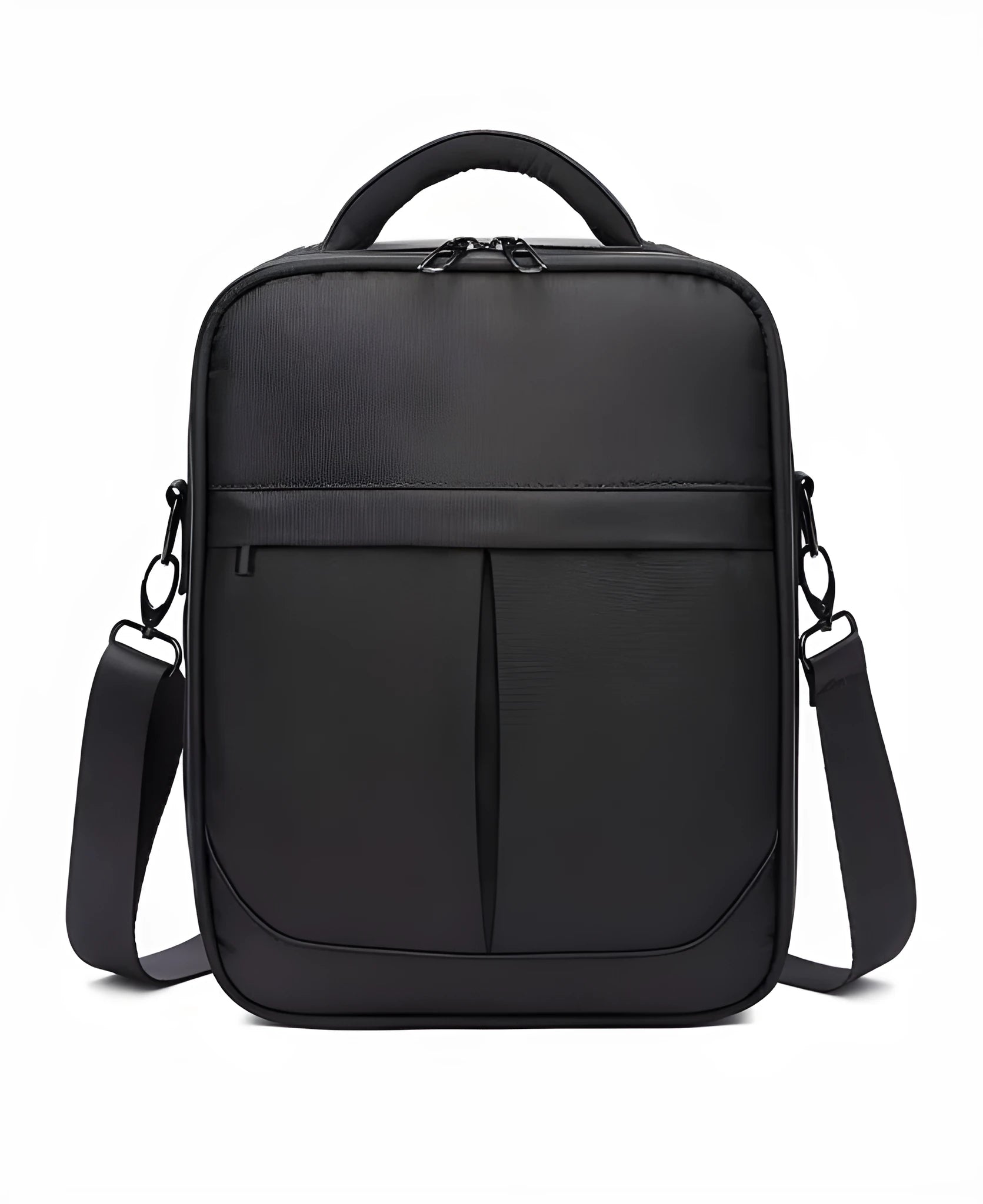 Black men's messenger shoulder bag made from Oxford fabric.