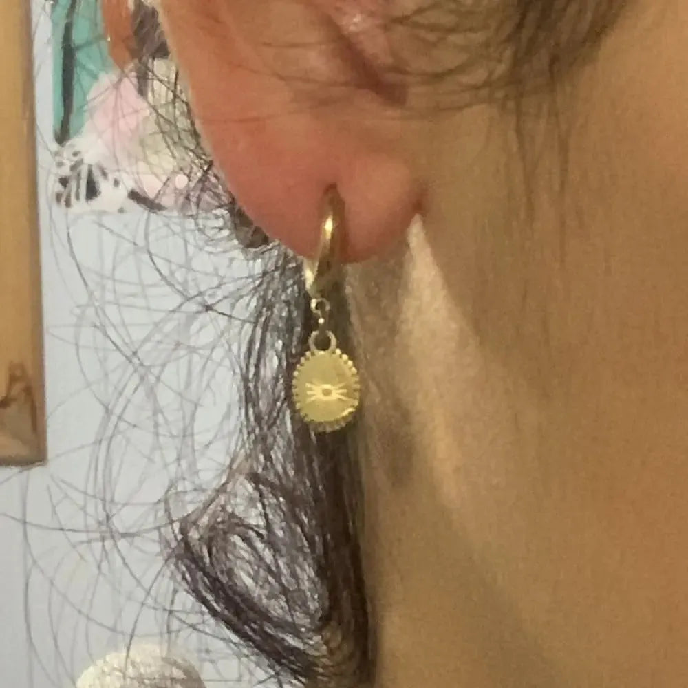 Stainless steel geometric ellipse ear button earrings with fashion OL style