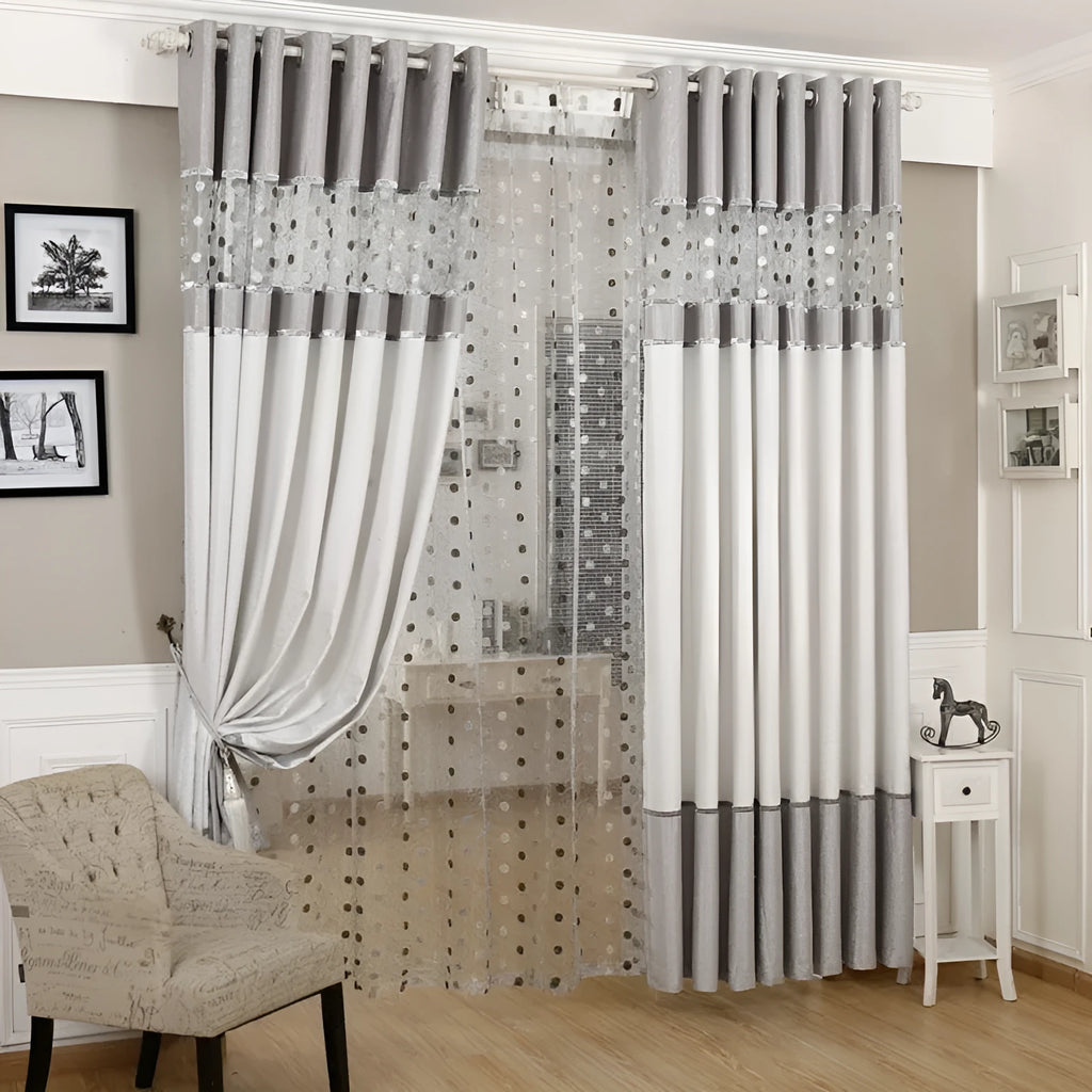 Customisable blackout curtain panel available in multiple sizes with three hanging style options