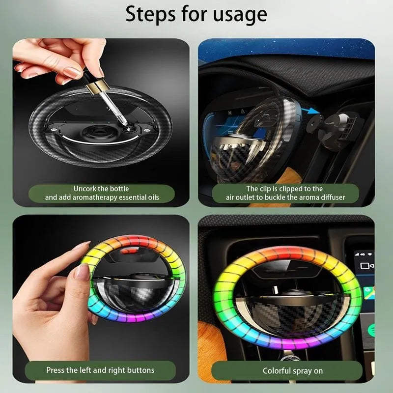 Black aromatherapy LED rhythm lamp with round aluminium alloy base and USB-C cable