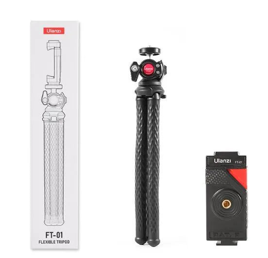 Black octopus-style mobile phone clip gimbal tripod set with aluminium alloy construction