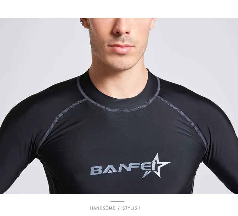 Men's quick-drying half sleeve swimsuit set for snorkeling and surfing in nylon fabric