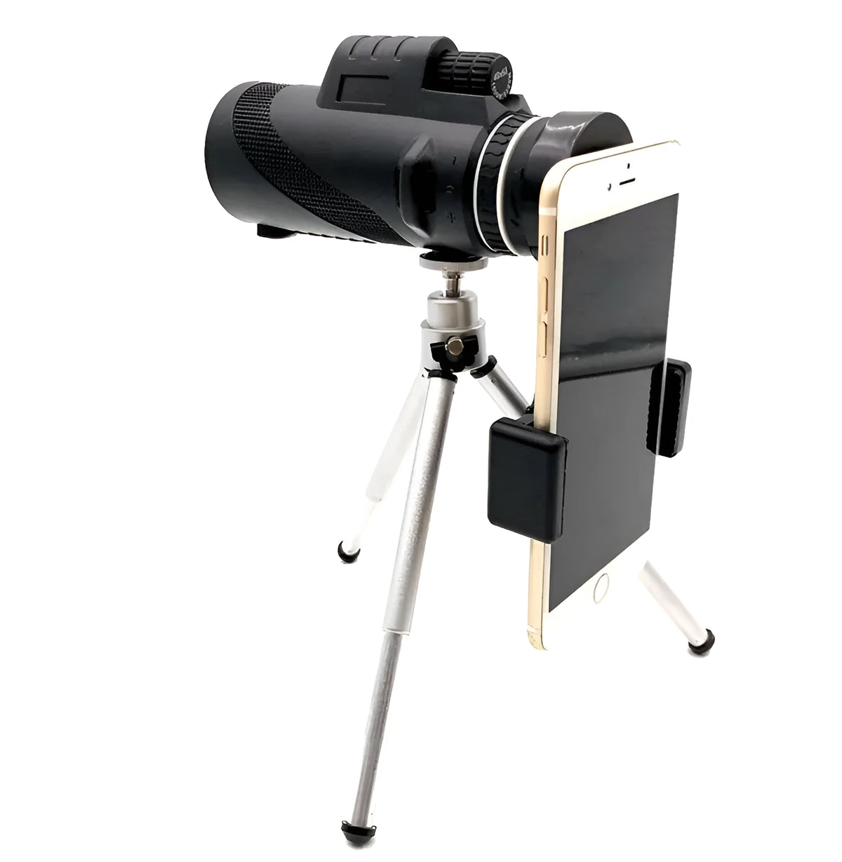 Black 40x60 HD monocular telescope with compact design and waterproof construction