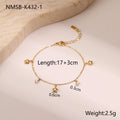 Women's stainless steel bracelet with 18K gold plating and hexagonal star zircon pendant