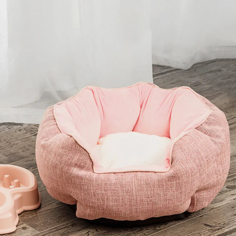 Octagonal pet bed with removable mats in blue colour for cats and small dogs