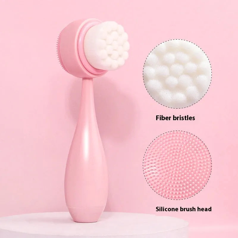 Facial brush with coral fleece hair band set in purple gradient colour with keep-dry design