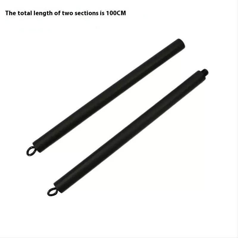 Blue two-segment push-and-pull fitness stick with rope tension system for home exercise