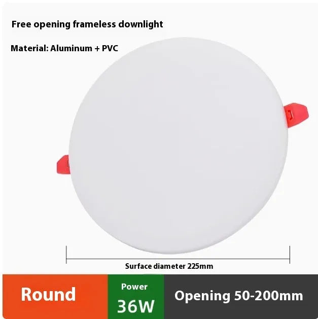 Ultra-thin aluminium LED panel ceiling light showing circle and square shape options