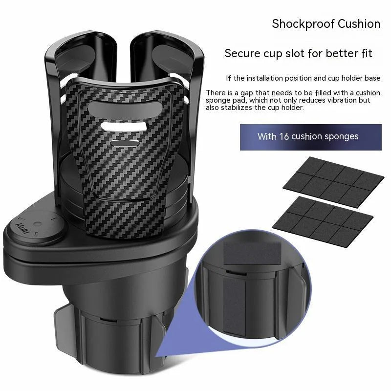 Car cup holder modification accessory in ABS plastic with carbon fibre or matte finish options for vehicle centre console upgrade
