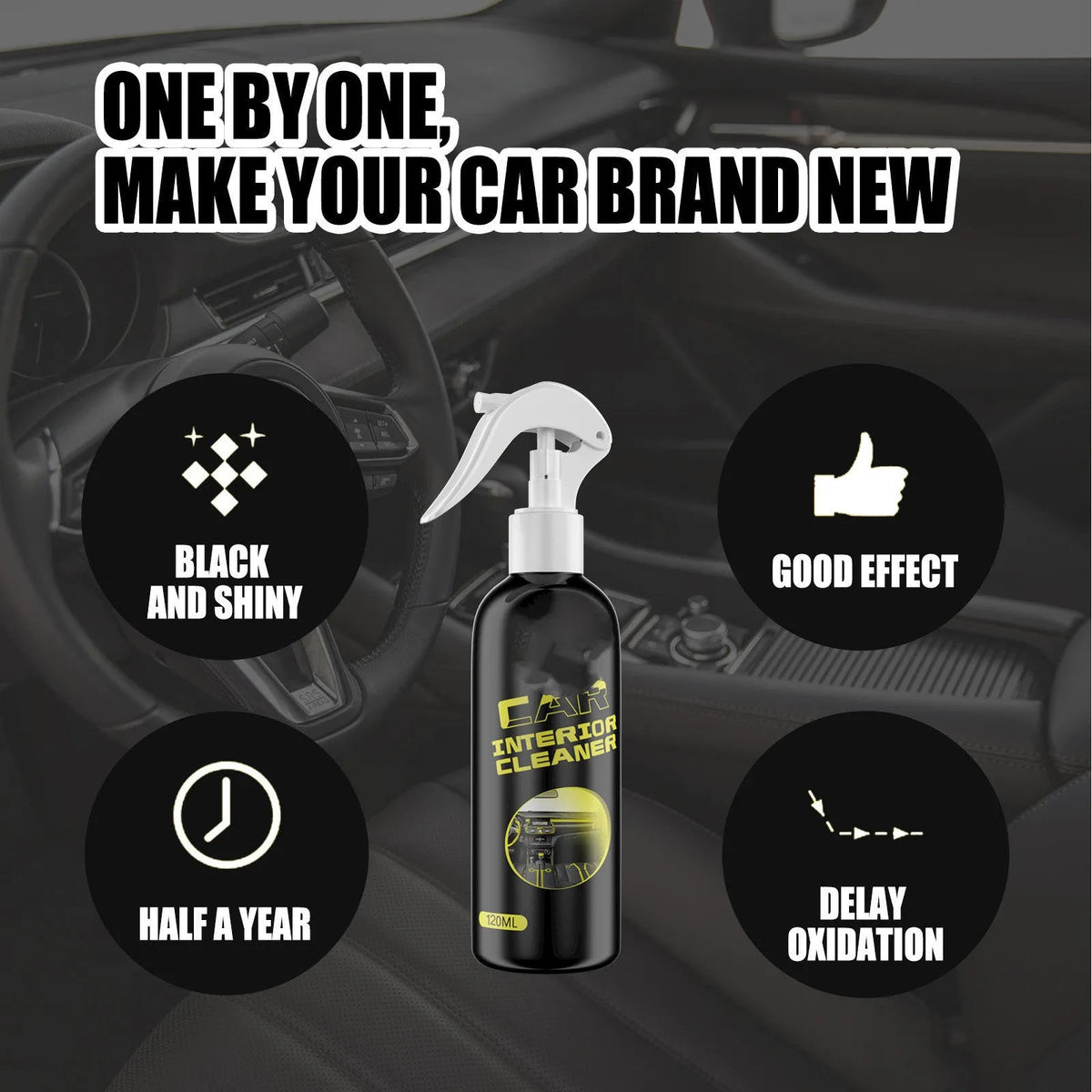 120ml car interior renovation cleaner bottle for leather and plastic surfaces