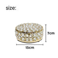 French gold metal jewelry box with crystal glass panels in European style design