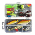 Junior fishing lure suit with PP plastic box containing soft plastic baits including colour thread Lei frog lures