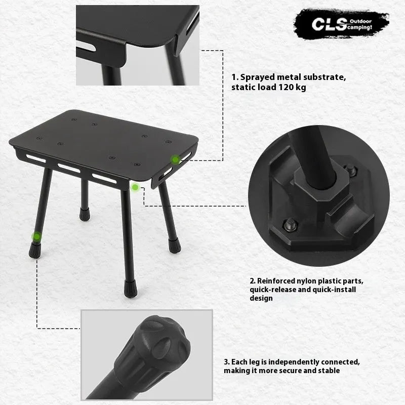 CLS Outdoor aluminium folding camping stool that converts to small table with height adjustment