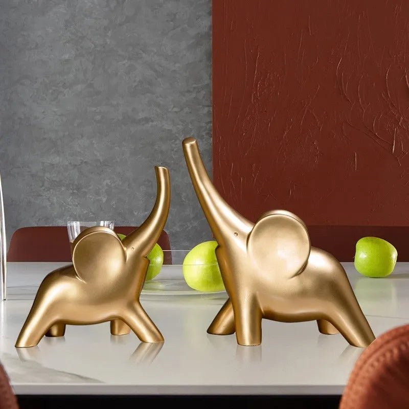 Resin elephant ornament in modern style with rose gold or white finish