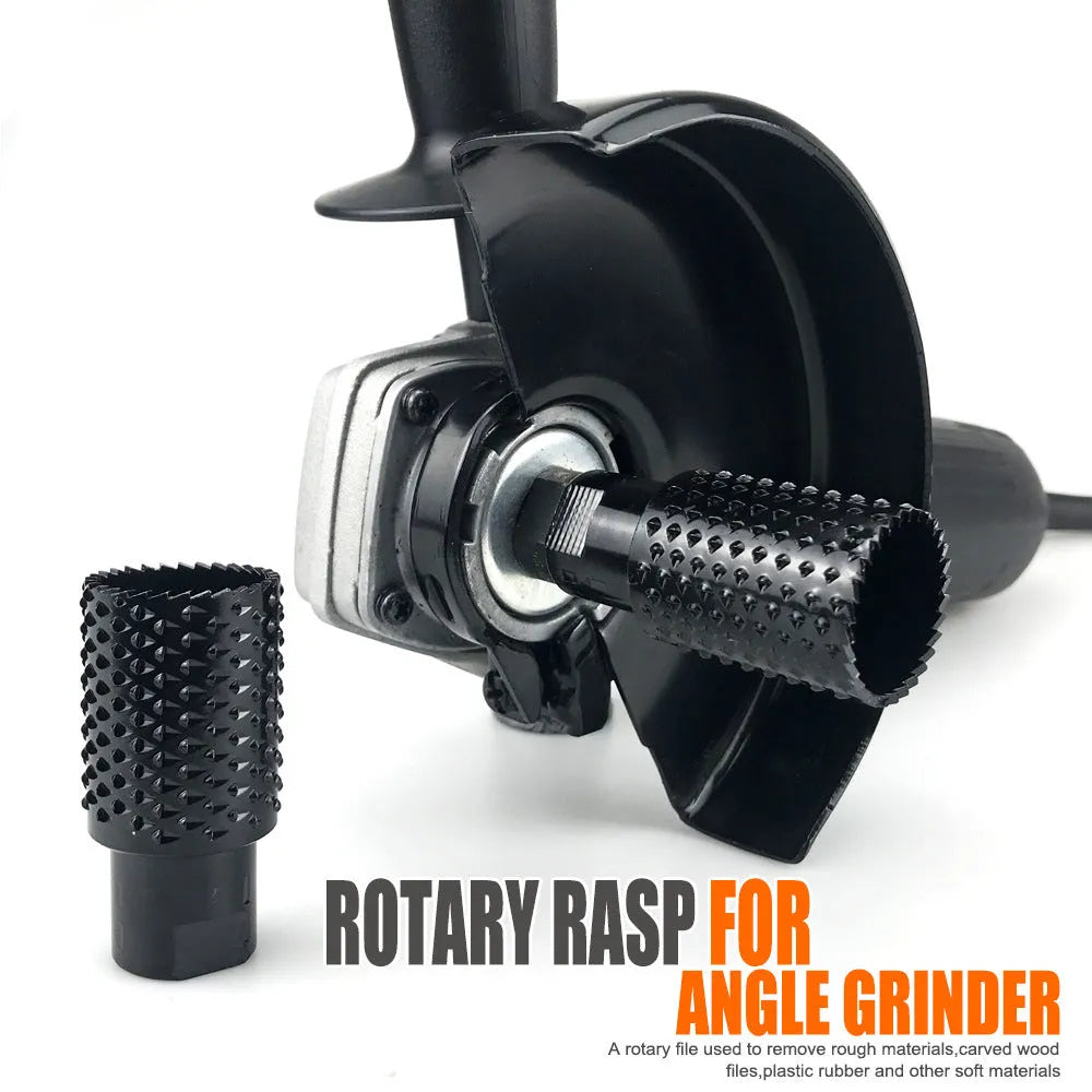 Angle grinder grinding head with spherical design and M10/M14 thread adapters for woodworking applications