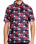 Men's Japanese retro pattern short sleeve t-shirt in polyester mesh fabric with zipper decoration detail