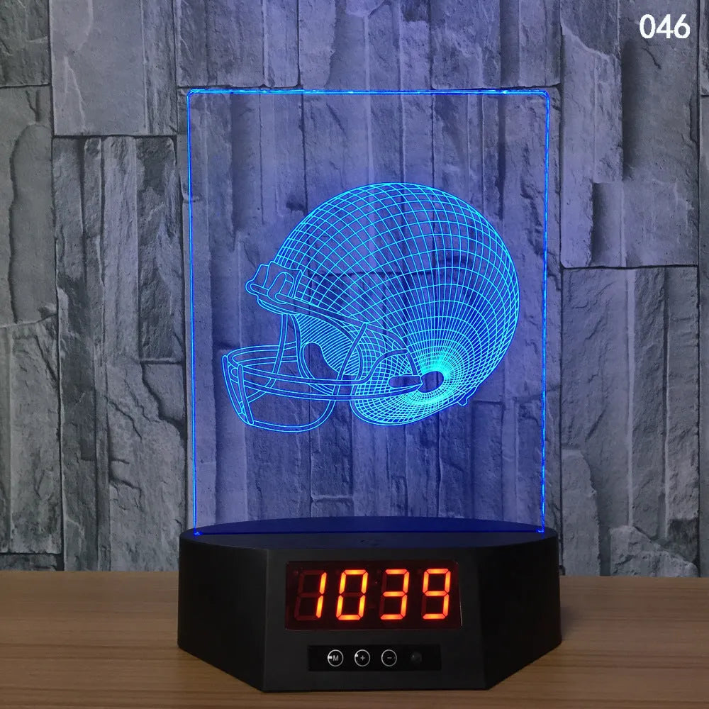 Glowing blue dolphin 3D LED table lamp with remote control on a wooden surface.