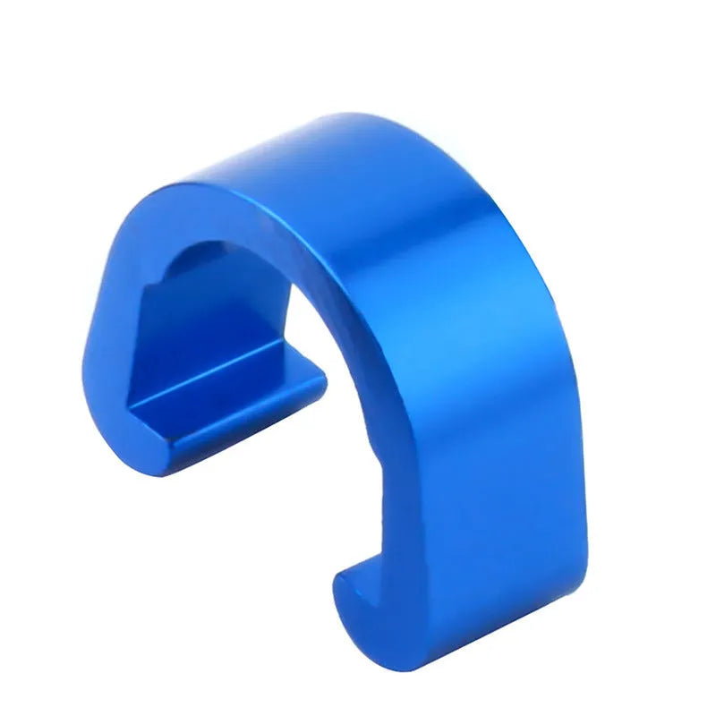 Aluminium alloy C-shaped buckle in multiple colours, shown next to a ruler indicating its 10.2mm by 13mm size.
