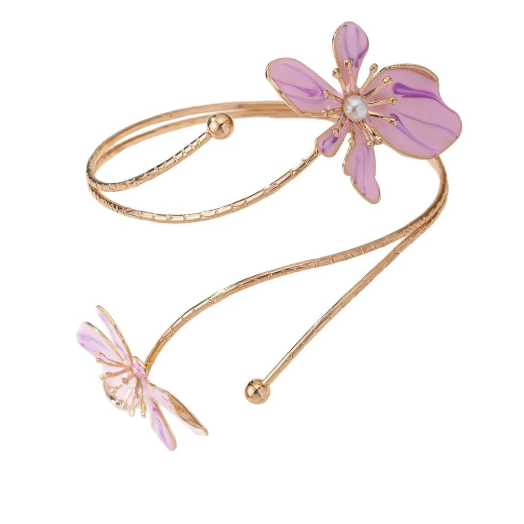 Pink alloy armband with hollow lines pattern fashion jewellery