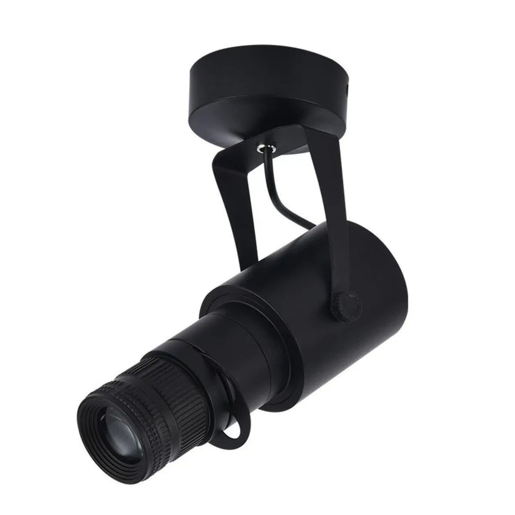 Black LED surface-mounted spotlight for restaurant atmosphere lighting with aluminium shell