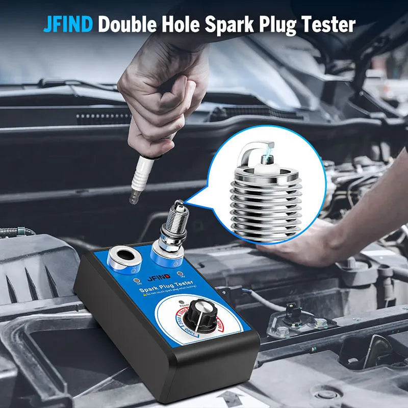 Car double hole spark plug tester ignition detector with European and American standard formats