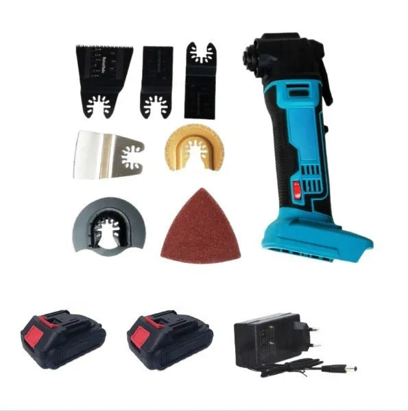 Lithium battery grass trimming machine with dual charging system and accessories in plastic case
