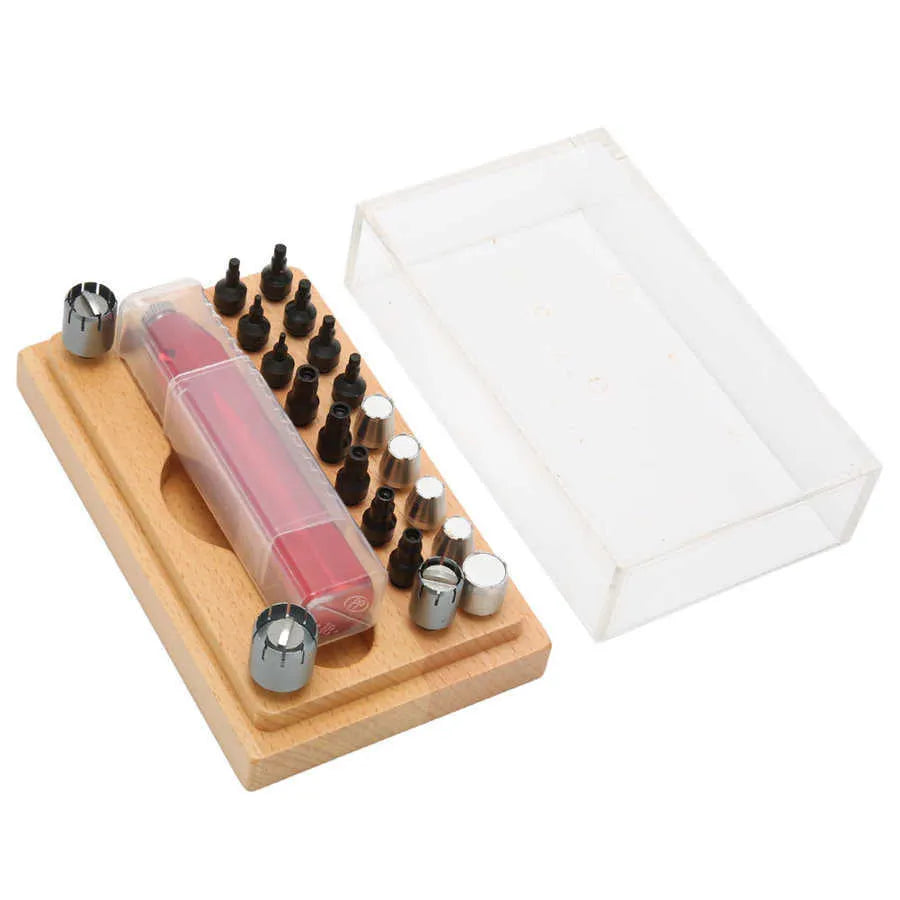 20-piece steel watch repair open tube tool set in storage case