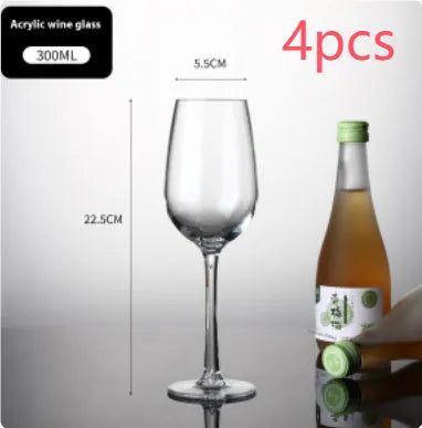 Drop-resistant PC Acrylic wine glass in modern simplicity style available in 300ml and 550ml capacities for party catering.