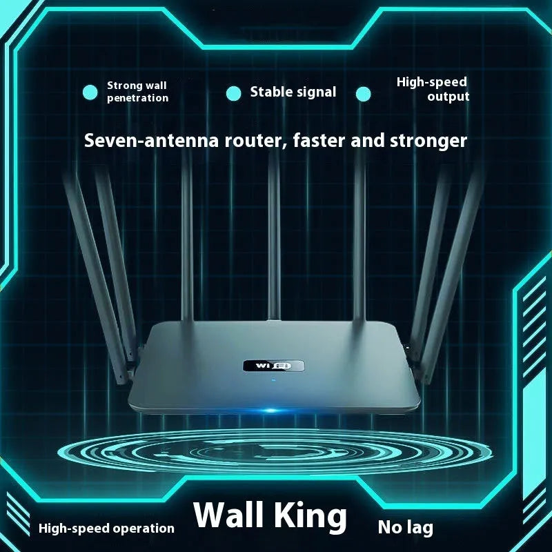 Black and white dual-band 5G gigabit router with multiple antennas for whole-home wall-through wifi coverage