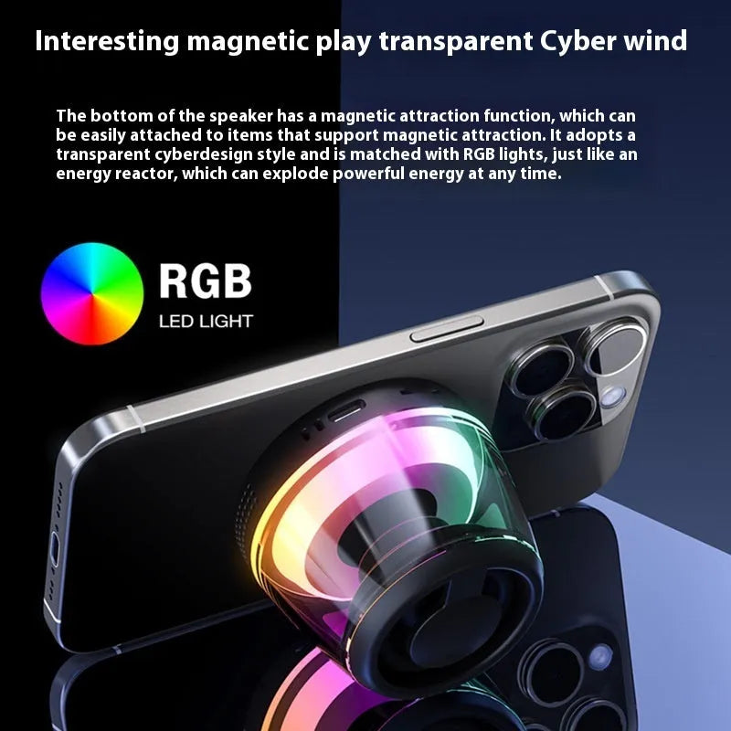 Portable magnetic Bluetooth speaker with ambience light in black or white colour