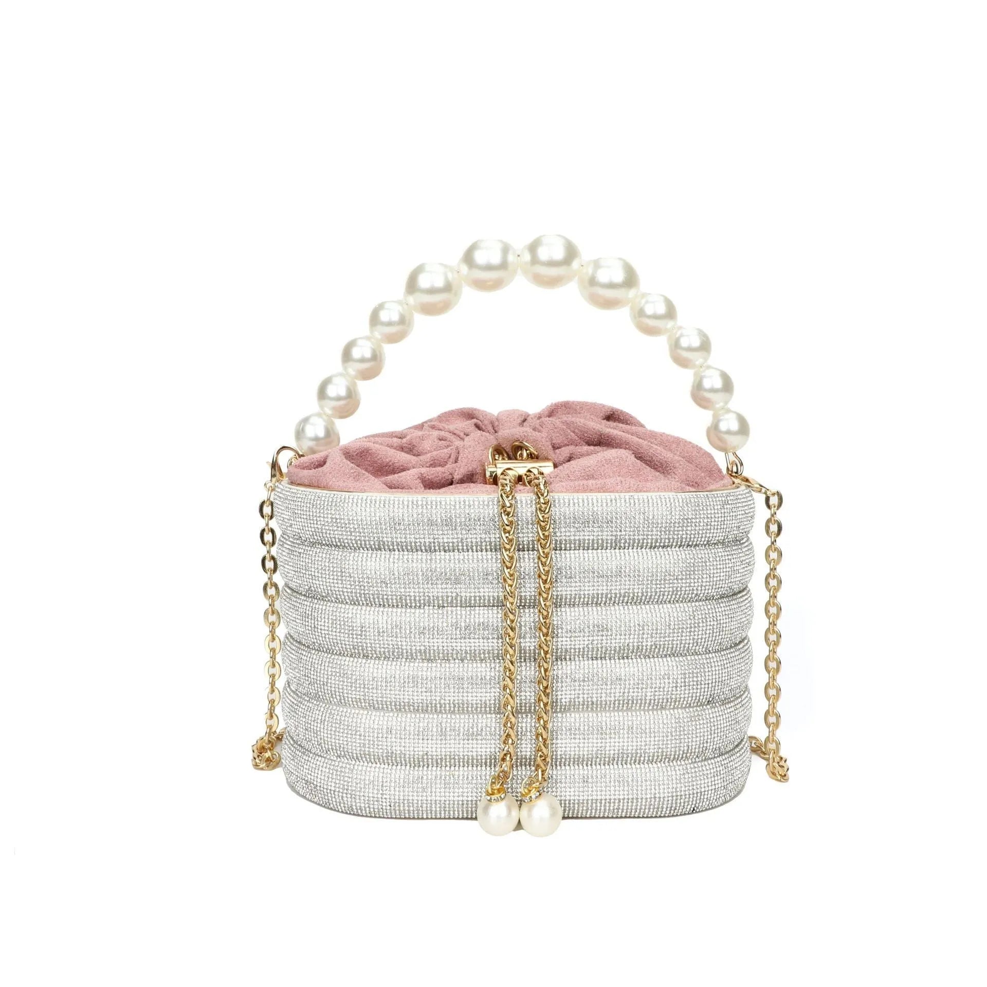European retro style pearl beaded crossbody bag in soft PU leather with dinner clutch shape