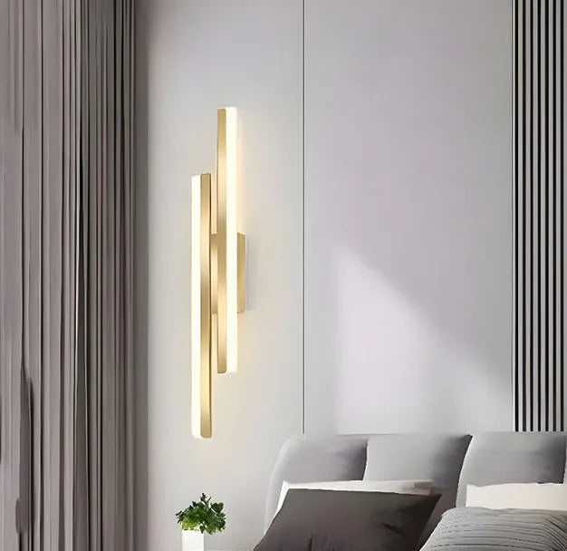 500mm gold double line wall lamp with modern design for hotel and staircase lighting