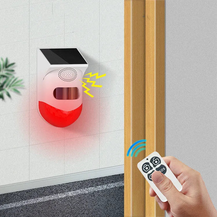 Solar-powered infrared alarm with remote control for outdoor security monitoring
