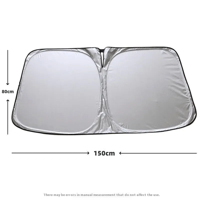 Titanium silver aluminium foil car sunshade for windscreen heat and UV protection.