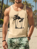 Men's 3D printed Hawaiian-style sleeveless vest in solid colour polyester pinhole cloth