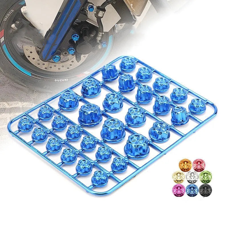 30-piece set of coloured ABS plastic motorcycle screw caps for engine customisation