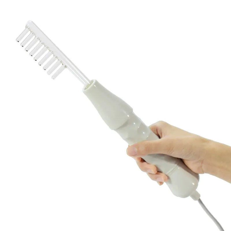 White high-frequency electrotherapy rod with four tubes and colour box, 32.5 x 21.2 x 5.3 cm