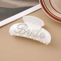 Pink and white 10cm acrylic hair clips with diamond drill decoration and English letters