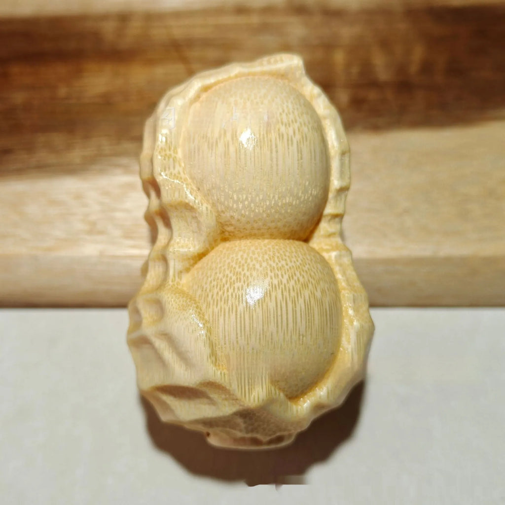 Solid natural bamboo carved peanut ornament with modern simplicity style for gifts