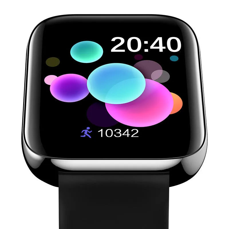 Black smart bracelet with Bluetooth call and blood pressure monitoring functions on a wrist