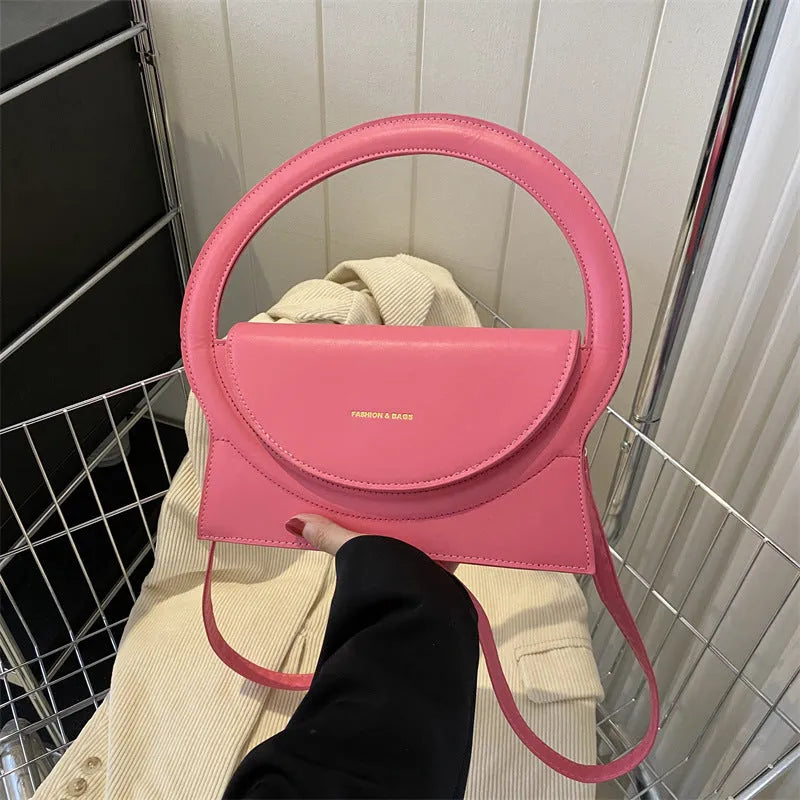 Horizontal square PU leather shoulder messenger bag with sandwich pocket and mobile phone compartment in street trend style