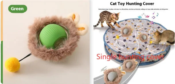 Silicone cat rolling ball toy in multiple colour options with optional rope attachment