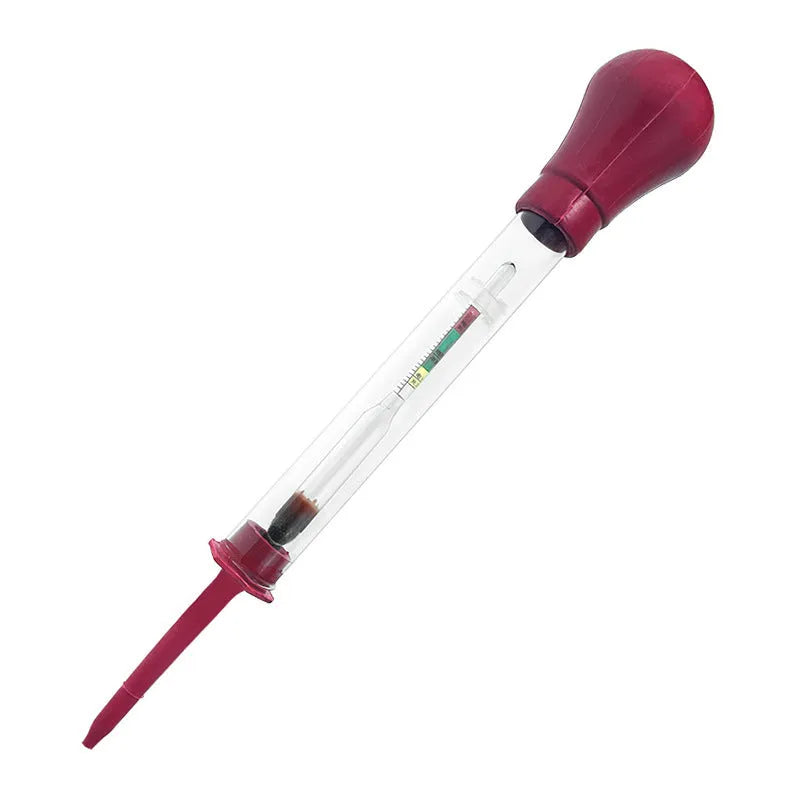 Electrohydraulic hydrometer for automobile battery electrolyte density testing with glass construction